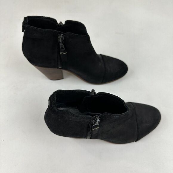 RAG & BONE NEW YORK Margot Black Leather Heeled Side Zip Ankle Booties 7.5/37.5 - Picture 8 of 13